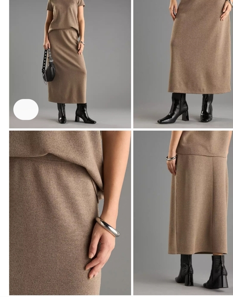 Brown midi pencil skirt set of two pieces for casual work - Picture 7 of 15